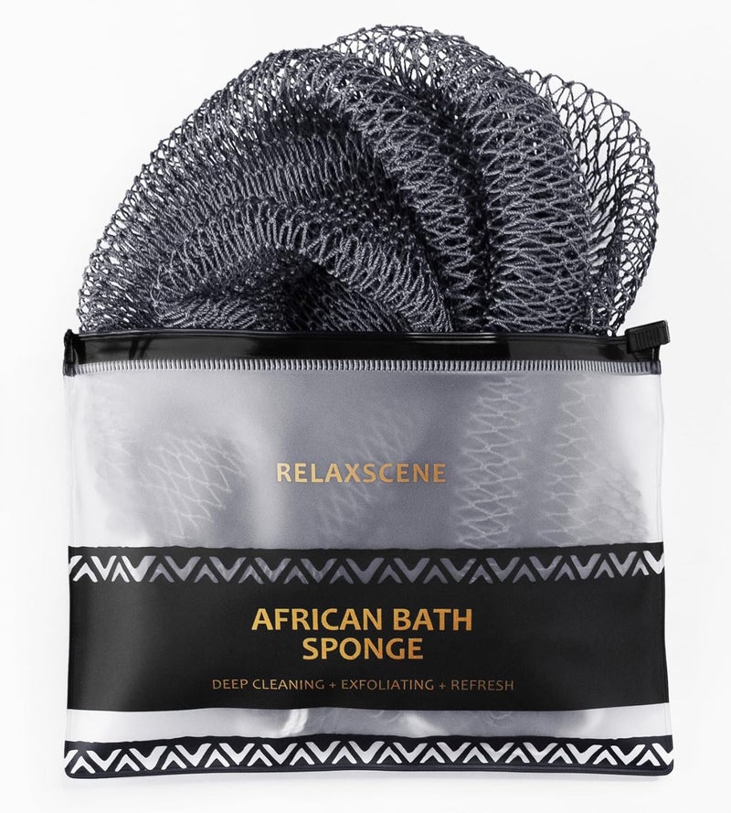 RelaxScene African Net Sponge Authentic - Exfoliating Back Scrub Bath Sponge with Knots - Afro Scrub Body Scrubber Exfoliator Washcloth - African Body Care Daily Use Shower Essentials - Image 1